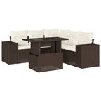 6-tlg. Garten-Sofagarnitur mit Kissen Braun Poly Rattan