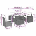 6-teiliges Gartensofa-Set mit Kissen, grau, Polyrattan