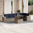 7-teiliges Gartensofa-Set mit Kissen, grau, Polyrattan