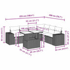 7-teiliges Gartensofa-Set mit Kissen, grau, Polyrattan