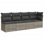 9-tlg. Garten-Sofagarnitur mit Kissen Grau Poly Rattan