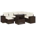 8-tlg. Garten-Sofagarnitur mit Kissen Braun Poly Rattan