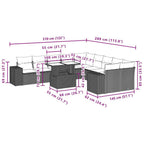 11-teiliges Gartensofa-Set mit Kissen, grau, Polyrattan