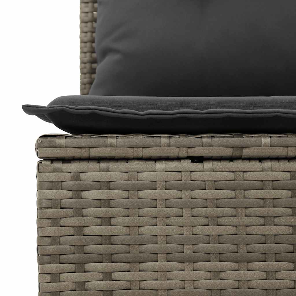 3-tlg. Garten-Lounge-Set mit Kissen Grau Poly Rattan