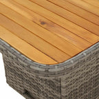 3-tlg. Garten-Lounge-Set mit Kissen Grau Poly Rattan