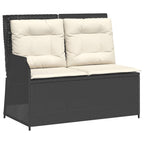 3-tlg. Garten-Sofagarnitur mit Kissen Schwarz Poly Rattan