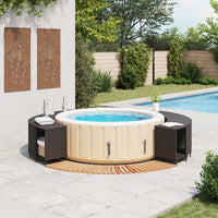 Whirlpool-Umrandung Schwarz Poly-Rattan und Massivholz Akazie