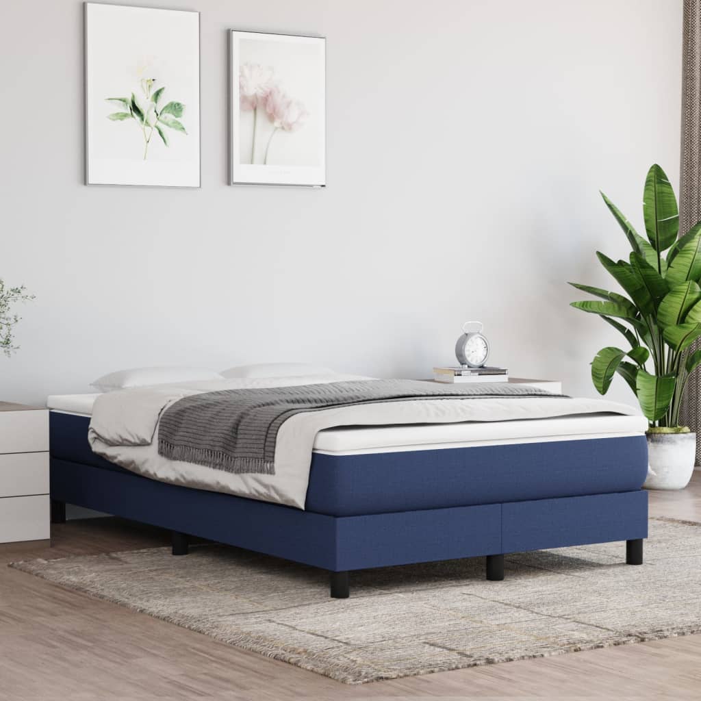 Boxspringbett mit Matratze Blau 120x190 cm Stoff