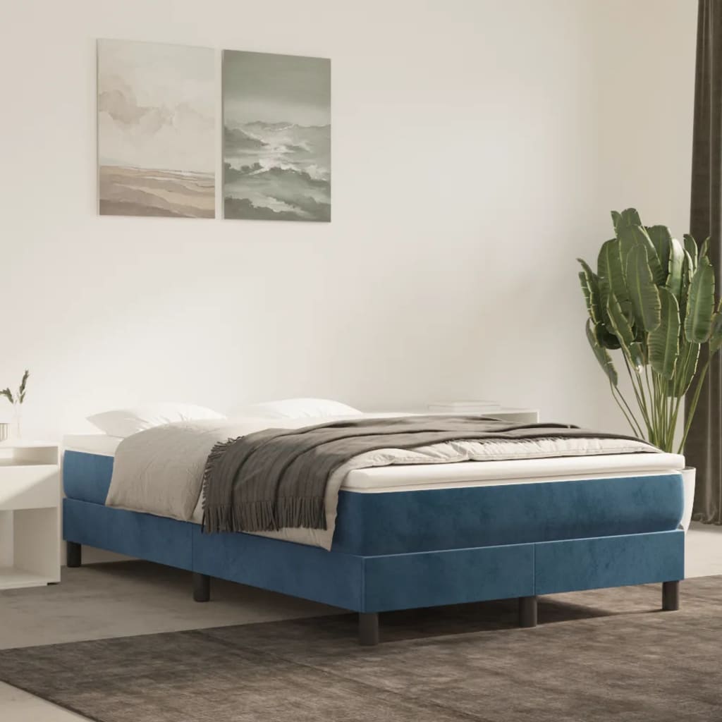 Boxspringbett mit Matratze Dunkelblau 120x190 cm Samt