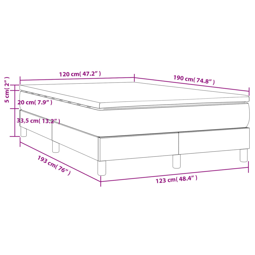 Boxspringbett mit Matratze Grau 120x190 cm Kunstleder