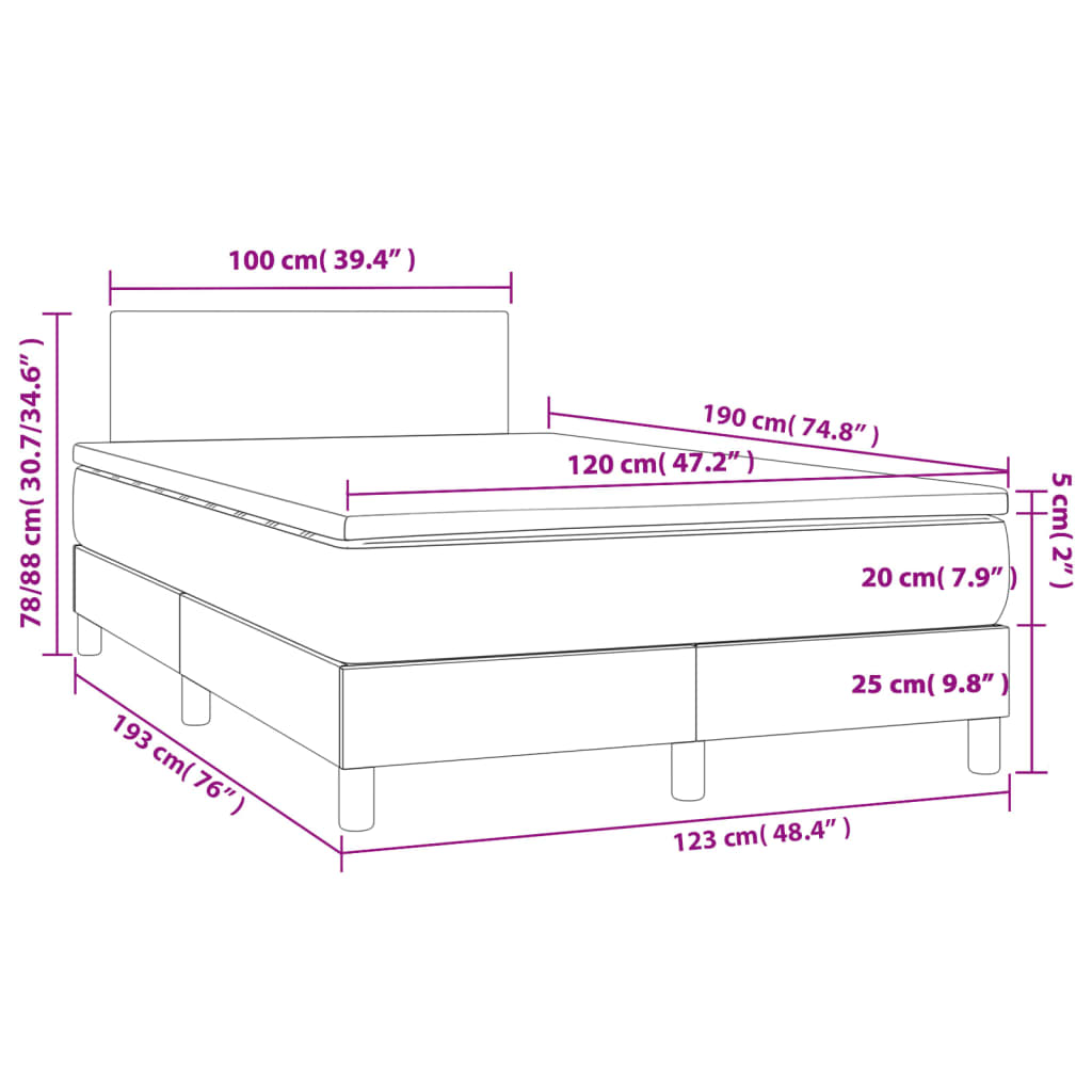 Boxspringbett mit Matratze Blau 120x190 cm Stoff