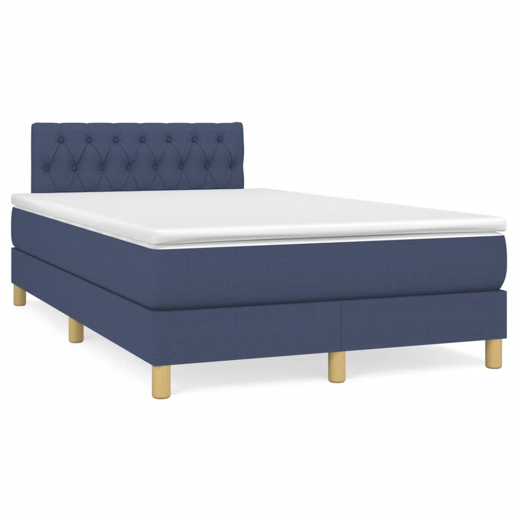 Boxspringbett mit Matratze Blau 120x190 cm Stoff