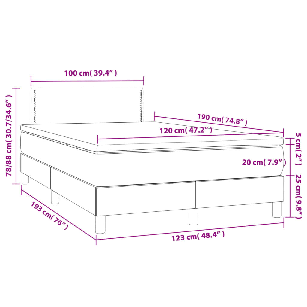 Boxspringbett mit Matratze Dunkelblau 120x190 cm Samt