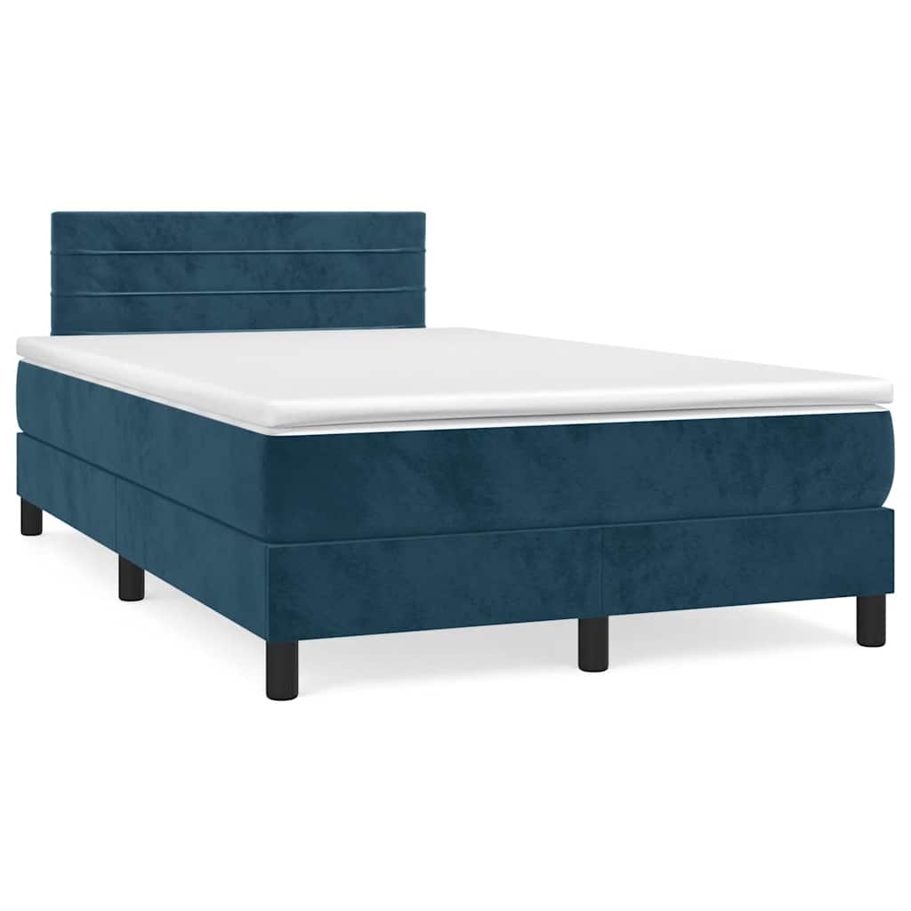Boxspringbett mit Matratze Dunkelblau 120x190 cm Samt
