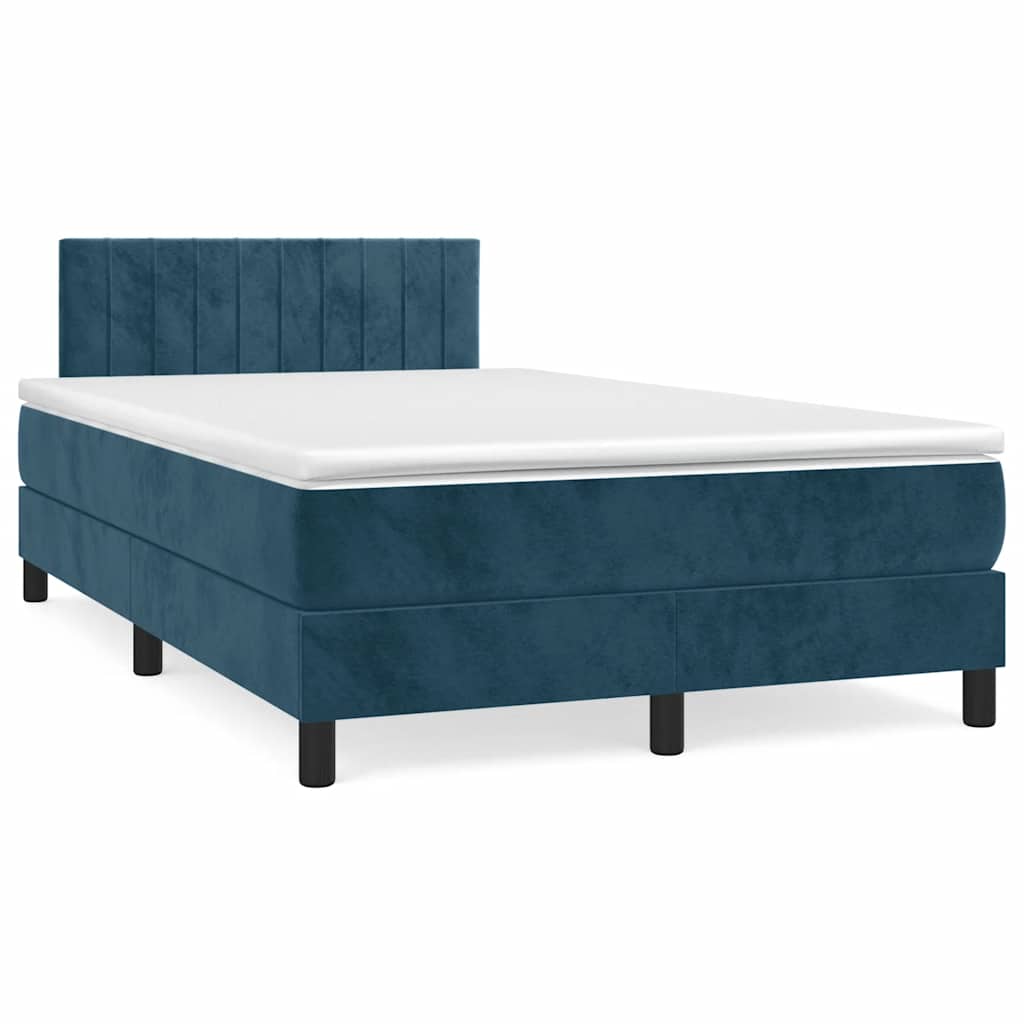 Boxspringbett mit Matratze Dunkelblau 120x190 cm Samt