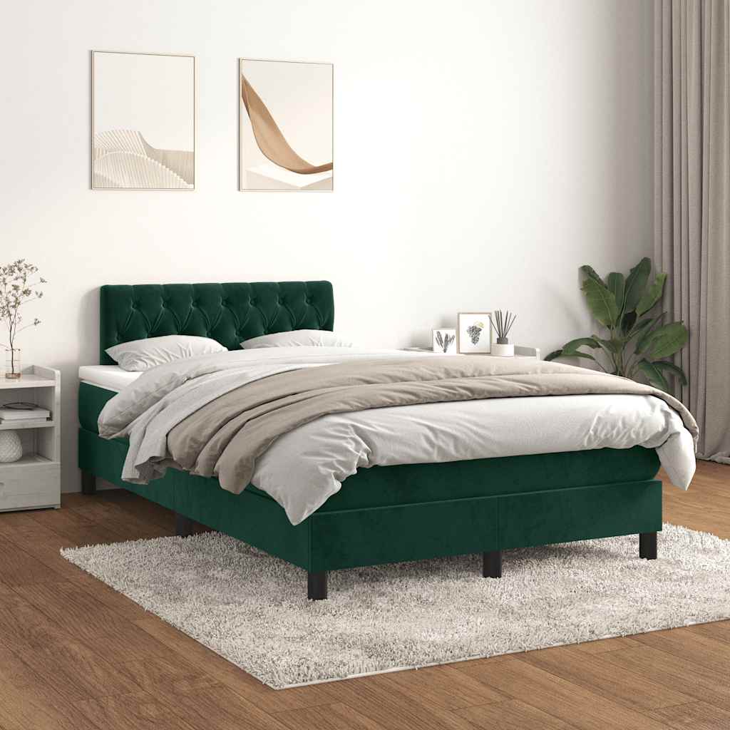 Boxspringbett mit Matratze Dunkelgrün 120x190 cm Samt