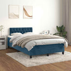 Boxspringbett mit Matratze Dunkelblau 120x190 cm Samt