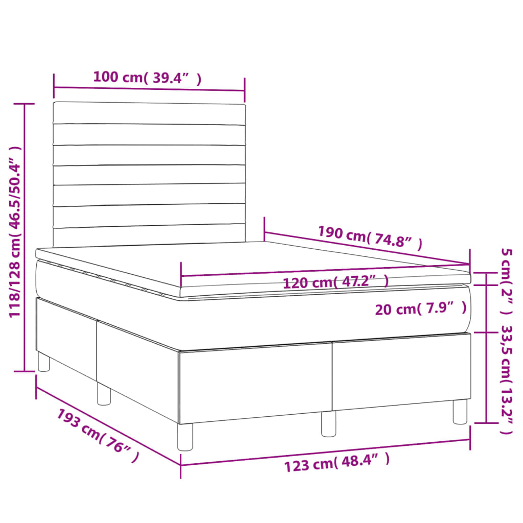 Boxspringbett mit Matratze Blau 120x190 cm Stoff