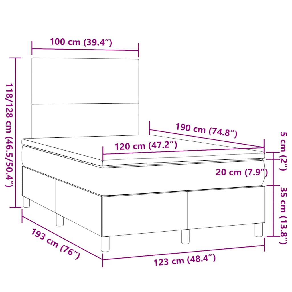 Boxspringbett mit Matratze Creme 120x190 cm Stoff