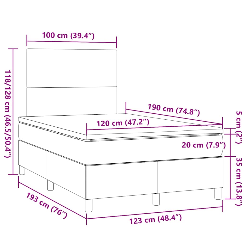 Boxspringbett mit Matratze Blau 120x190 cm Stoff