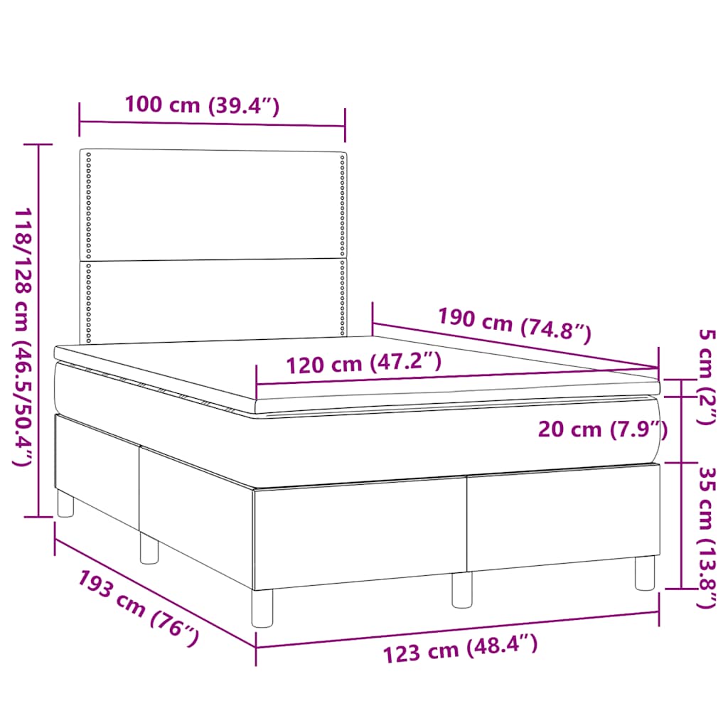 Boxspringbett mit Matratze Taupe 120x190 cm Stoff