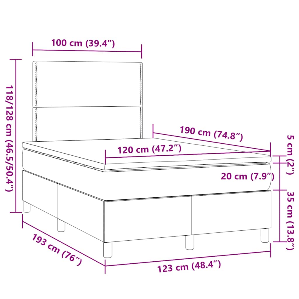 Boxspringbett mit Matratze Blau 120x190 cm Stoff