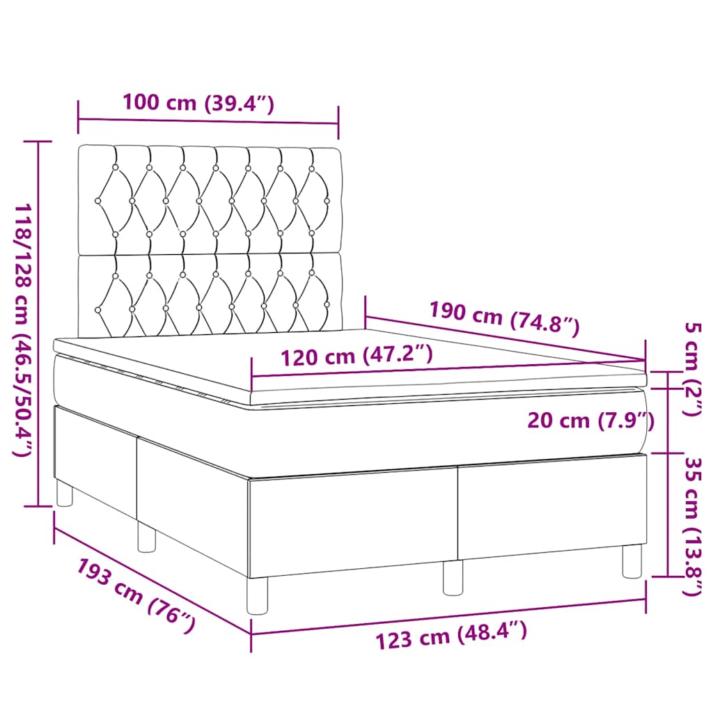Boxspringbett mit Matratze Creme 120x190 cm Stoff