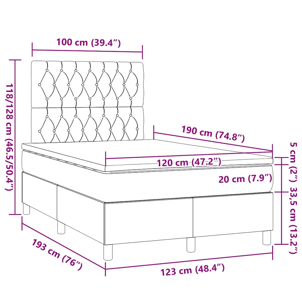 Boxspringbett mit Matratze Dunkelgrün 120x190 cm Samt