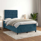 Boxspringbett mit Matratze Dunkelblau 120x190 cm Samt