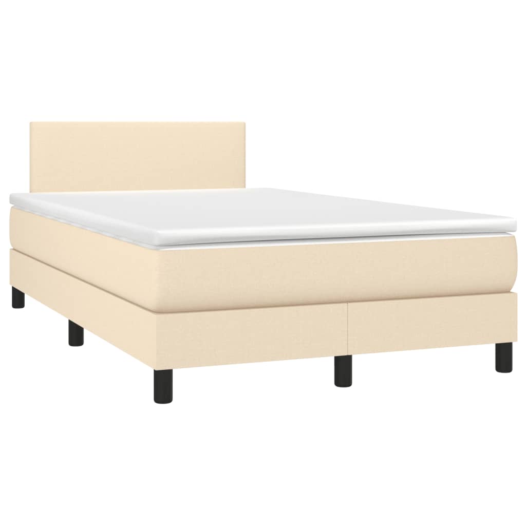 Boxspringbett mit Matratze & LED Creme 120x190 cm Stoff