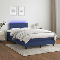 Boxspringbett mit Matratze & LED Blau 120x190 cm Stoff