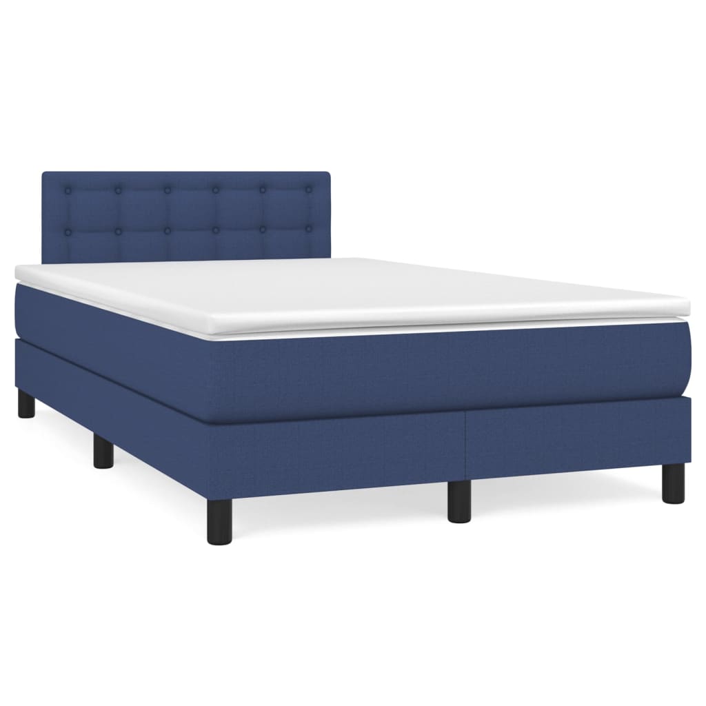 Boxspringbett mit Matratze & LED Blau 120x190 cm Stoff