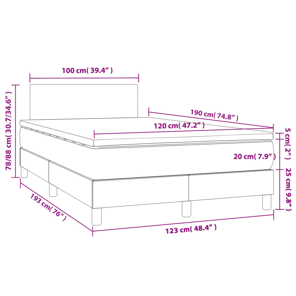 Boxspringbett mit Matratze & LED Blau 120x190 cm Stoff