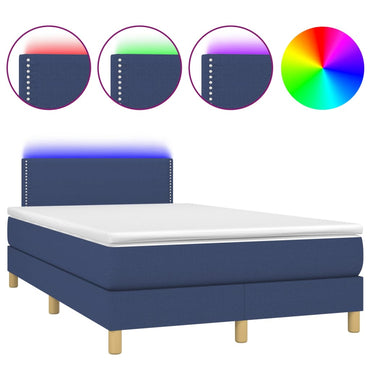 Boxspringbett mit Matratze & LED Blau 120x190 cm Stoff