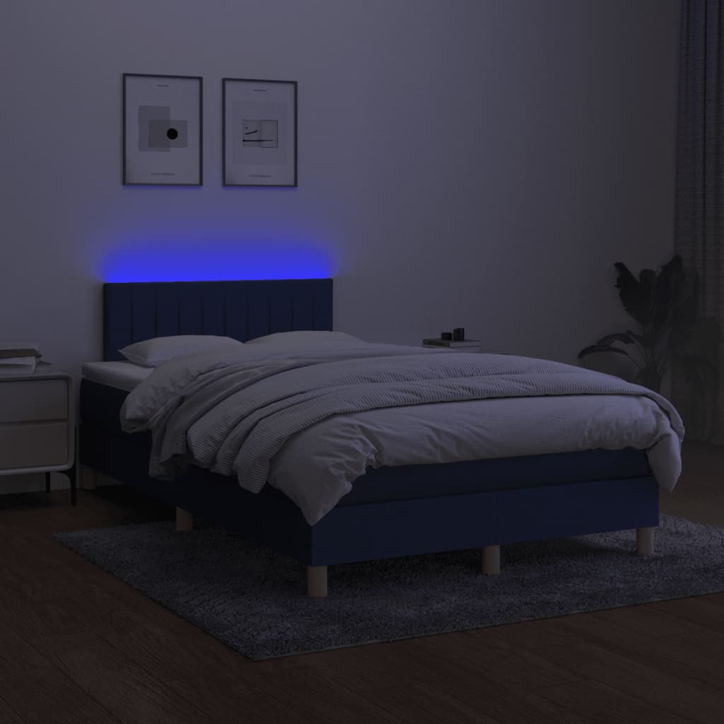 Boxspringbett mit Matratze & LED Blau 120x190 cm Stoff