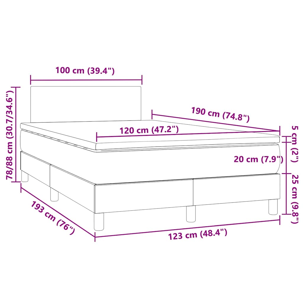 Boxspringbett mit Matratze & LED Weiß 120x190 cm Kunstleder