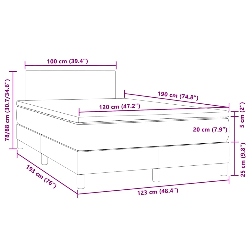Boxspringbett mit Matratze & LED Dunkelblau 120x190 cm Samt
