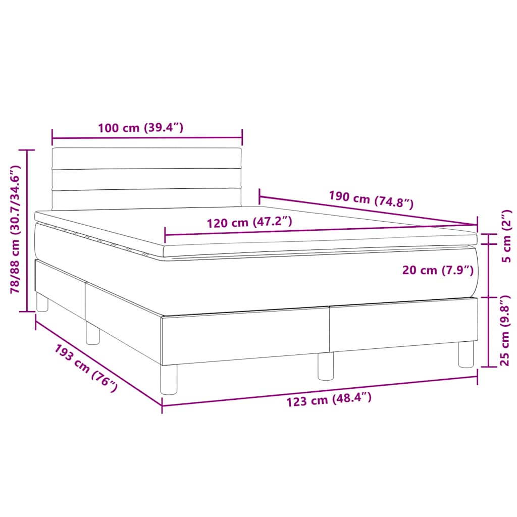 Boxspringbett mit Matratze & LED Dunkelblau 120x190 cm Samt