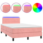 Boxspringbett mit Matratze & LED Rosa 120x190 cm Samt