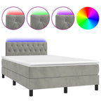 Boxspringbett mit Matratze & LED Hellgrau 120x190 cm Samt