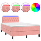 Boxspringbett mit Matratze & LED Rosa 120x190 cm Samt