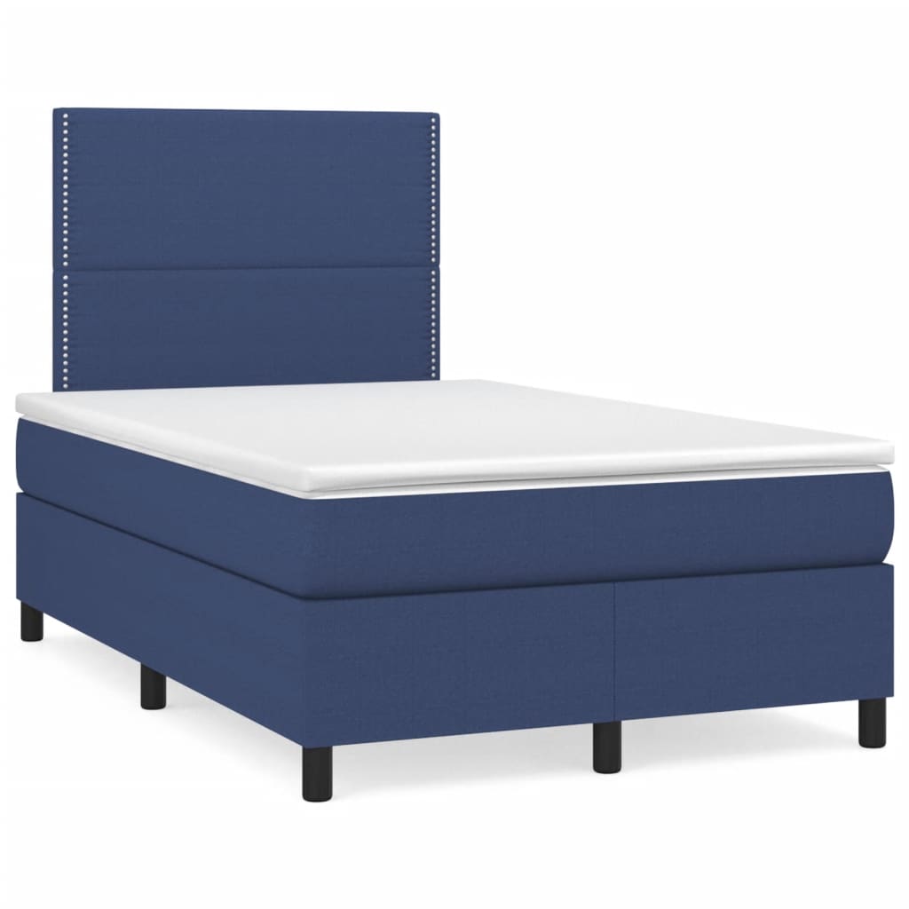 Boxspringbett mit Matratze & LED Blau 120x190 cm Stoff