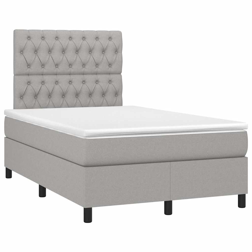 Boxspringbett mit Matratze & LED Hellgrau 120x190 cm Stoff