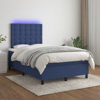 Boxspringbett mit Matratze & LED Blau 120x190 cm Stoff