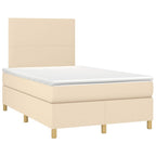 Boxspringbett mit Matratze & LED Creme 120x190 cm Stoff
