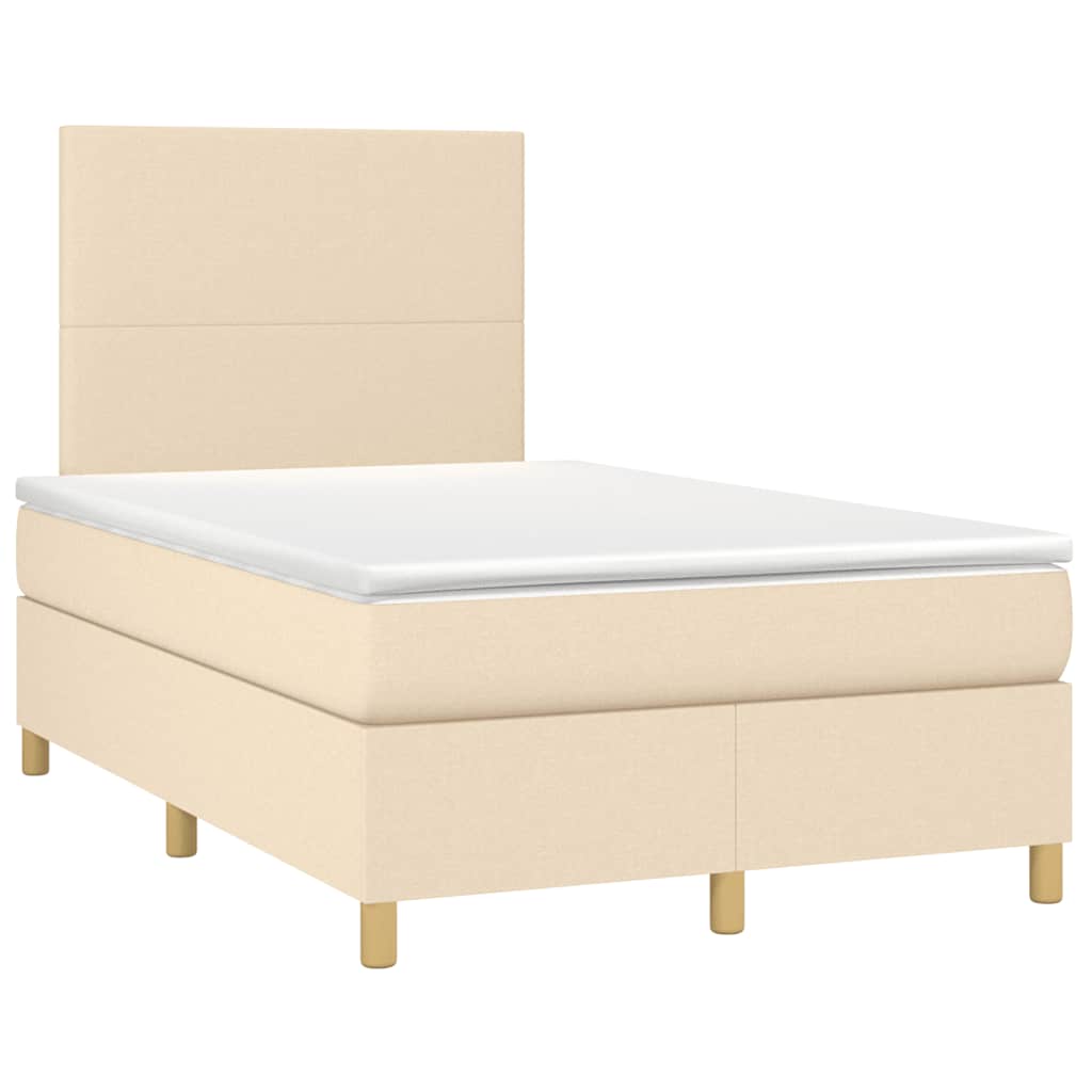 Boxspringbett mit Matratze & LED Creme 120x190 cm Stoff