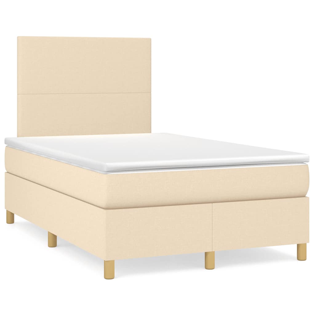 Boxspringbett mit Matratze & LED Creme 120x190 cm Stoff