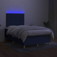 Boxspringbett mit Matratze & LED Blau 120x190 cm Stoff