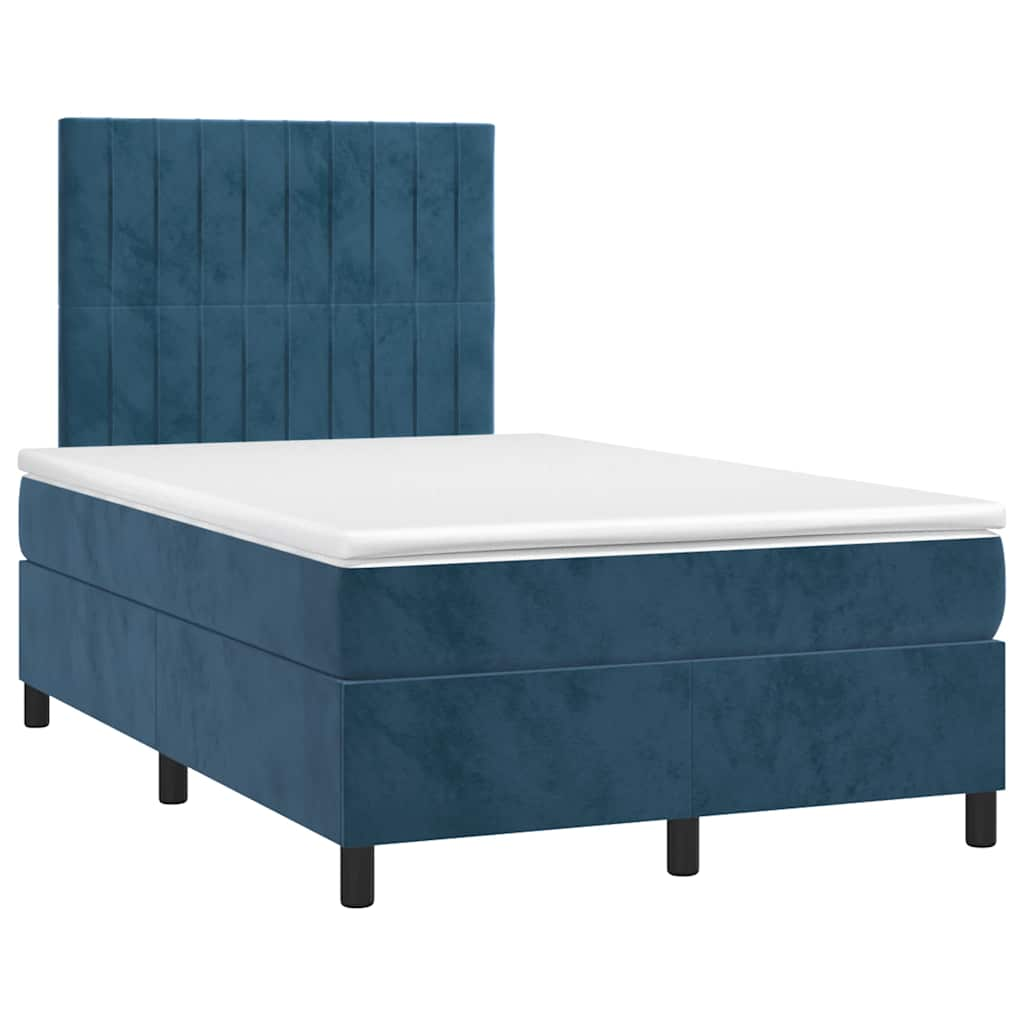 Boxspringbett mit Matratze & LED Dunkelblau 120x190 cm Samt