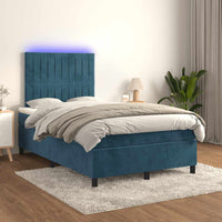 Boxspringbett mit Matratze & LED Dunkelblau 120x190 cm Samt